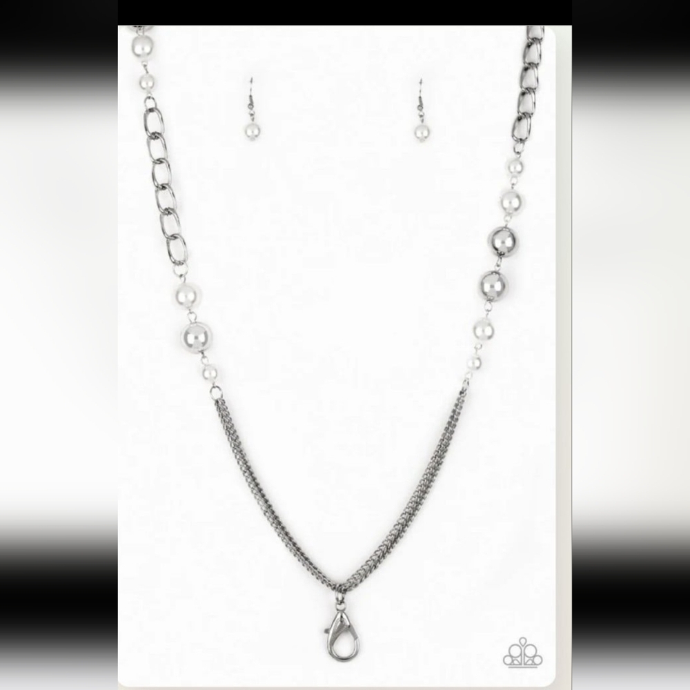 Uptown Talker White Necklace Silver Chain White Pearl Fashion Jewelry Paparazzi